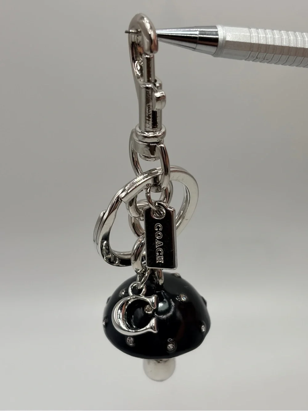 Black and Silver Mushroom Charm Keychain